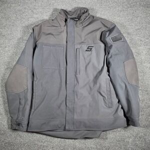 Snap-on Tools Mens 2XL Gray Softshell Quilted Work Jacket American Flag Patch